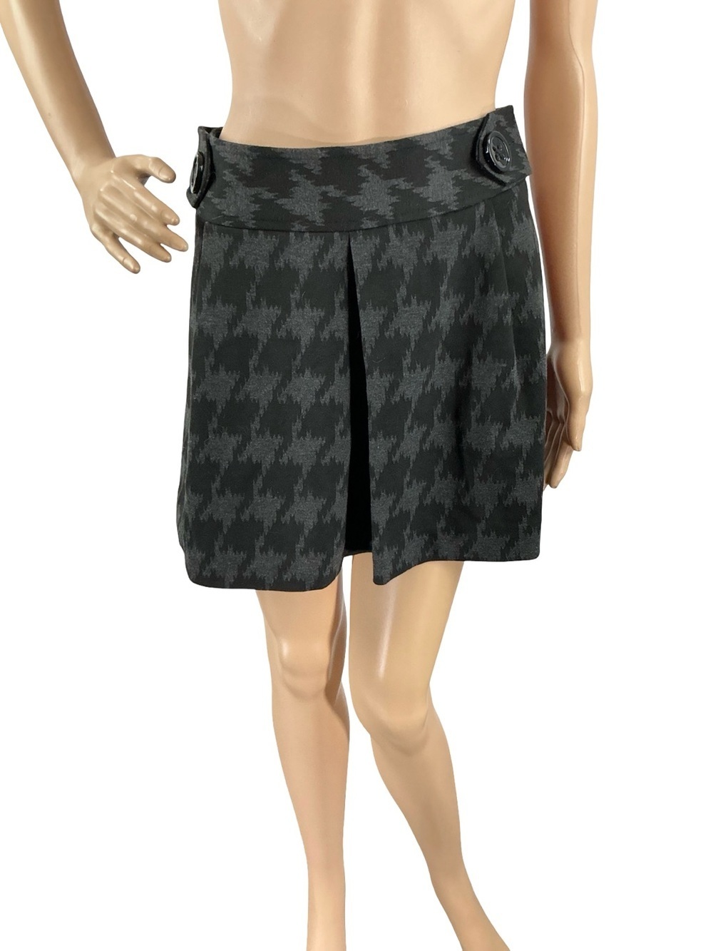 Express Design Studio Houndstooth Mini Skirt Y2K Preppy Gray Size 0